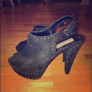Steve Madden Black Studded Suede Slingback Heels